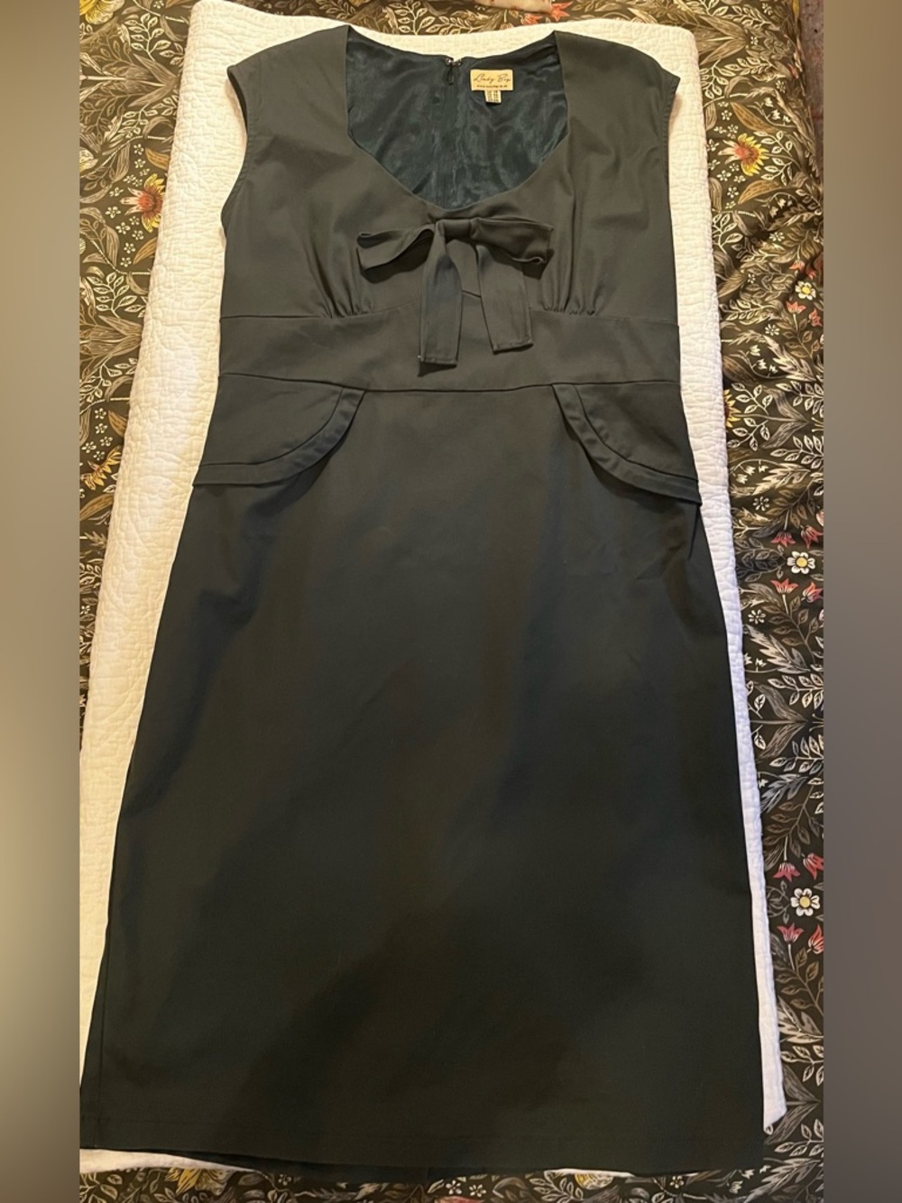 Lindy Bop dark green cotton wiggle dress UK18 US14 EUC